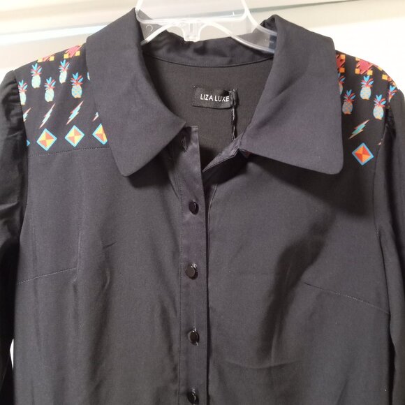 Liza Luxe Parrot and Pineapple Pleated Skirt Dress sz L, NWT  /B14 - Picture 2 of 8